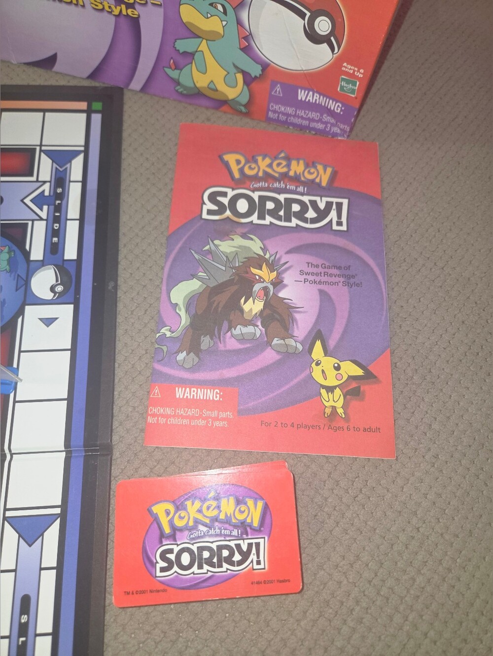 Vintage 2001 Pokemon Sorry 2001 Board Game 100% Complete Gold & Silver Edition - Picture 5 of 16